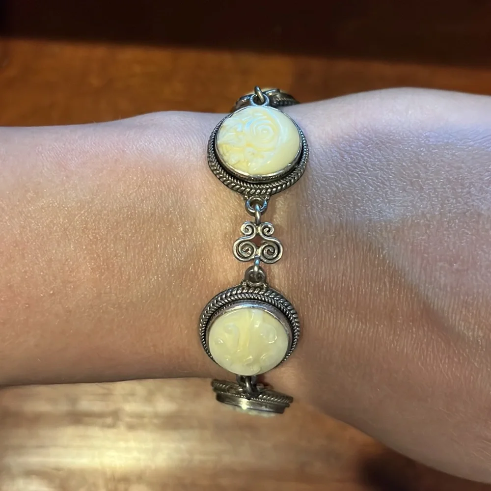 QVC Artisan Crafted Sterling Silver Carved Bone Bracelet - Picture 6 of 12